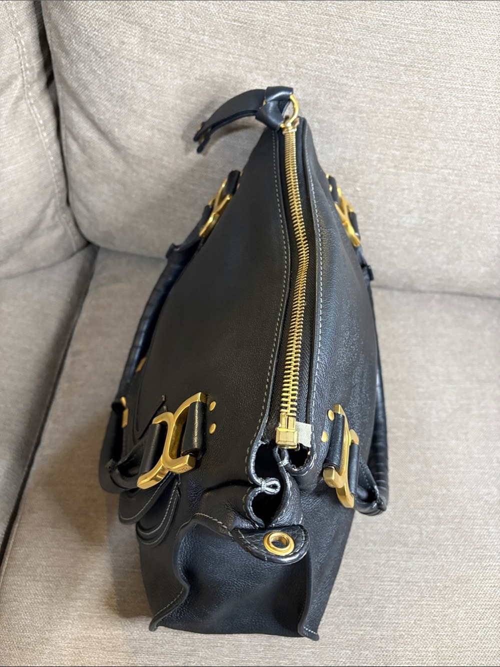 Chloé Marcie Black Leather Satchel - Picture 7 of 15